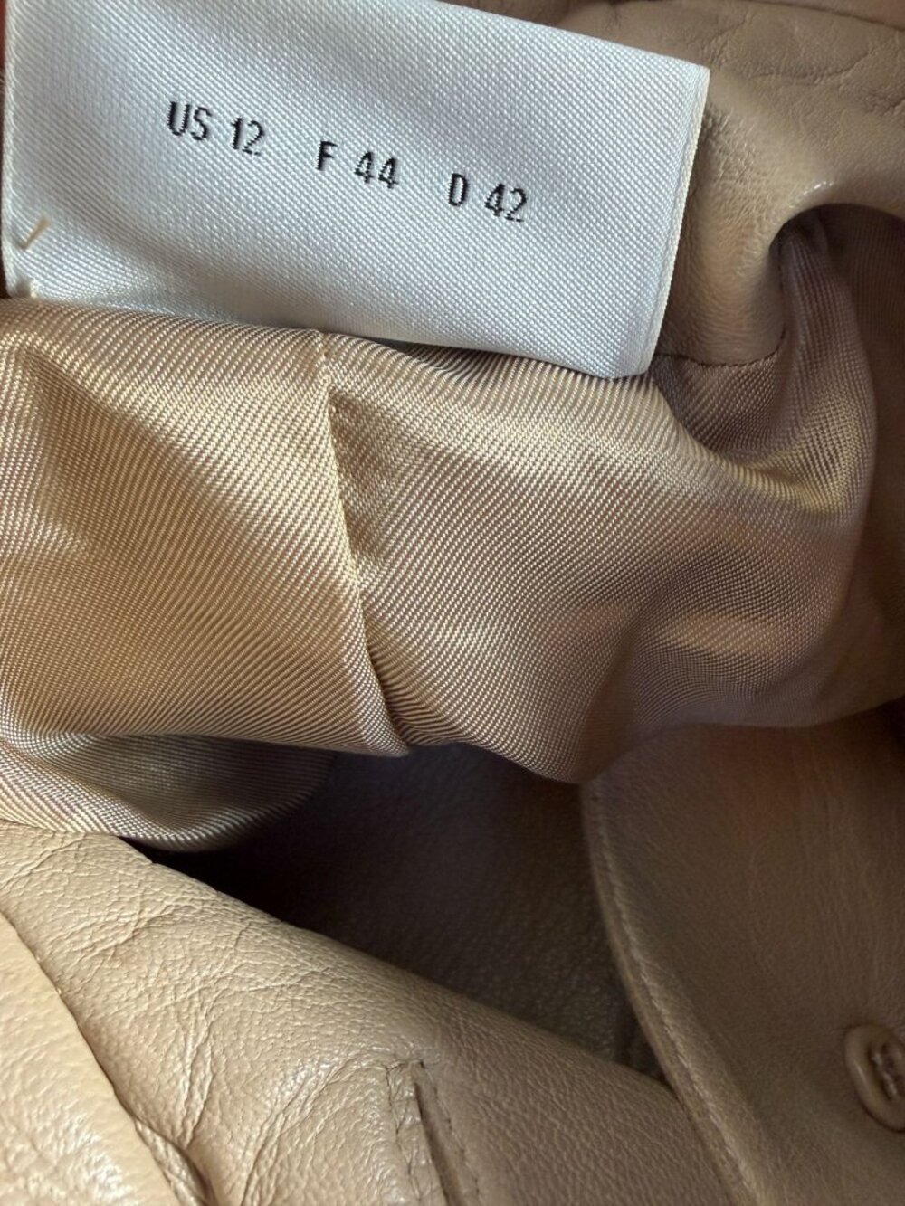 Akris Punto Womens Beige Genuine Lambskin Leather Belted Jacket Size 12 Swiss - Picture 4 of 14
